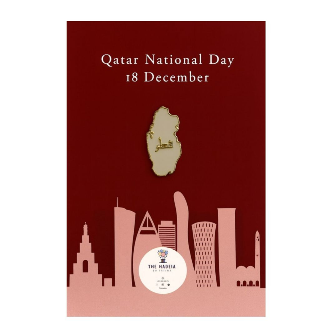 مغناطيس خريطة قطر بالأبيض — Qatar map magnet in white