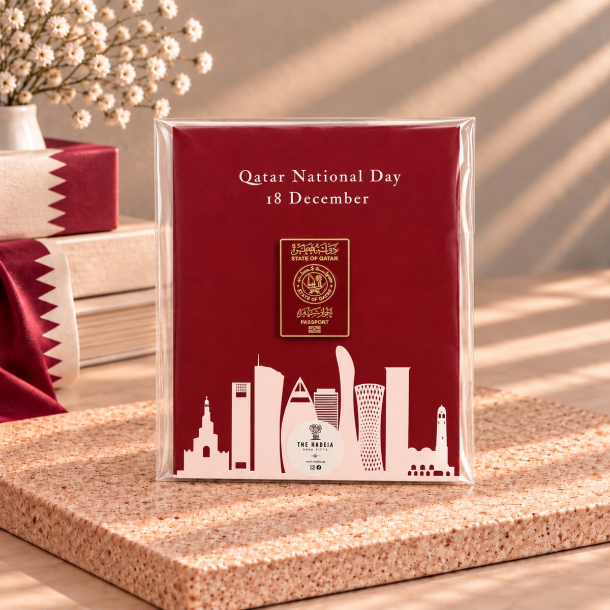 Qatar National Day Clothes Or Bags Magnet Passport - Maroon background